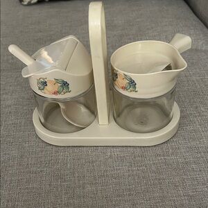Corelle Gemco creamer and sugar with holder
